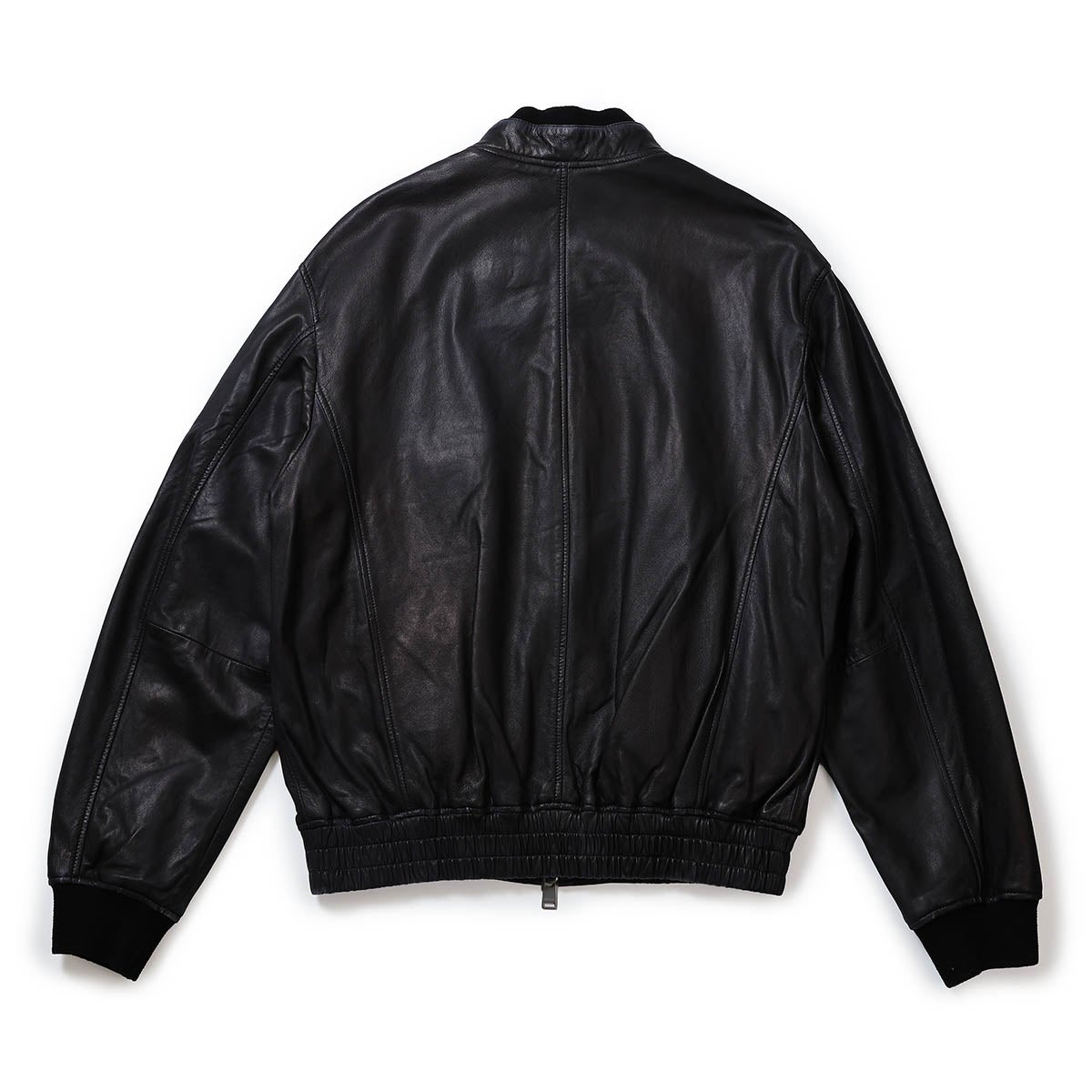 REPLAY｜ラムレザーボンバージャケット｜アウター｜セメントグレイ｜モデル着用