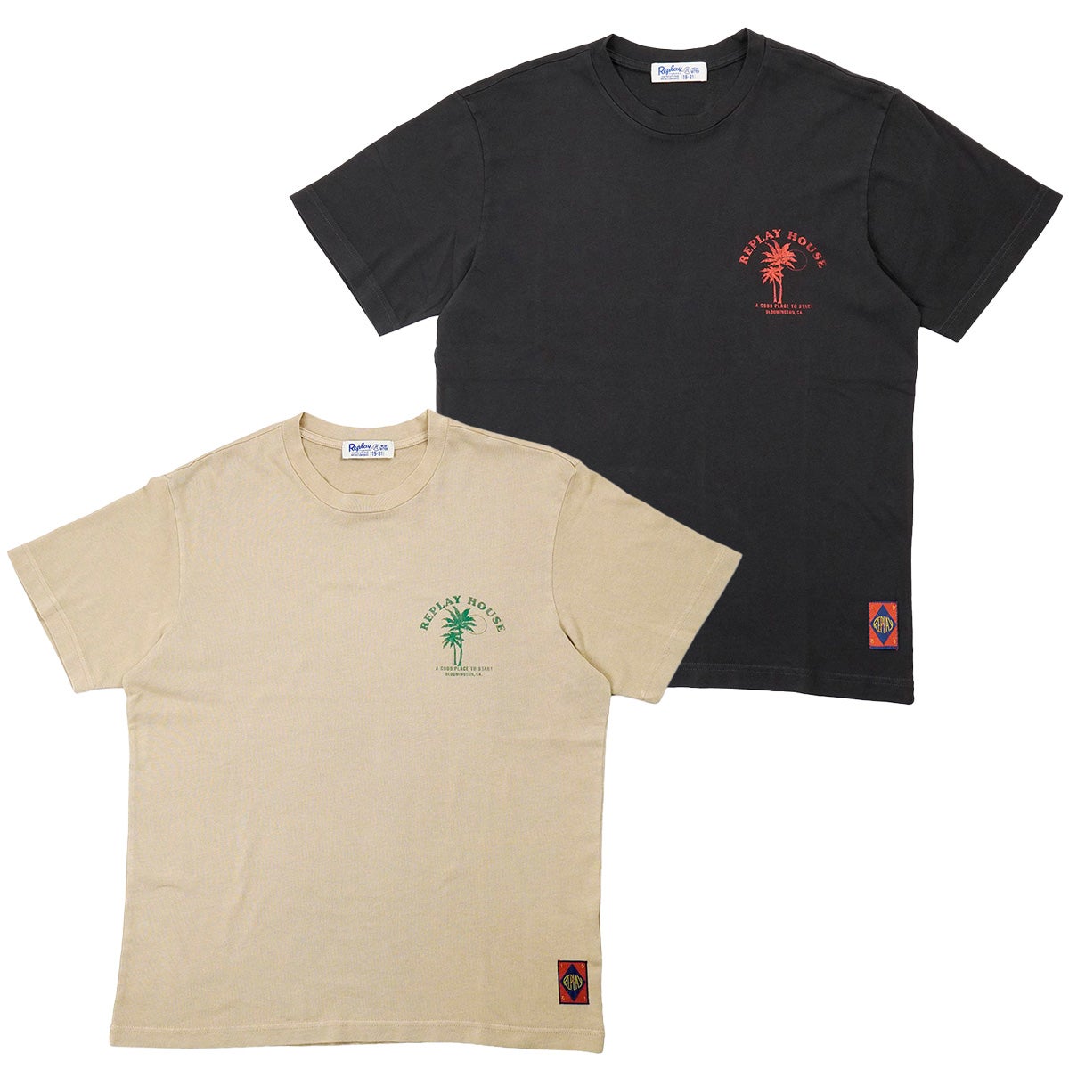 REPLAY｜レギュラーフィット チェストプリントTシャツ｜トップス｜ブラックボード