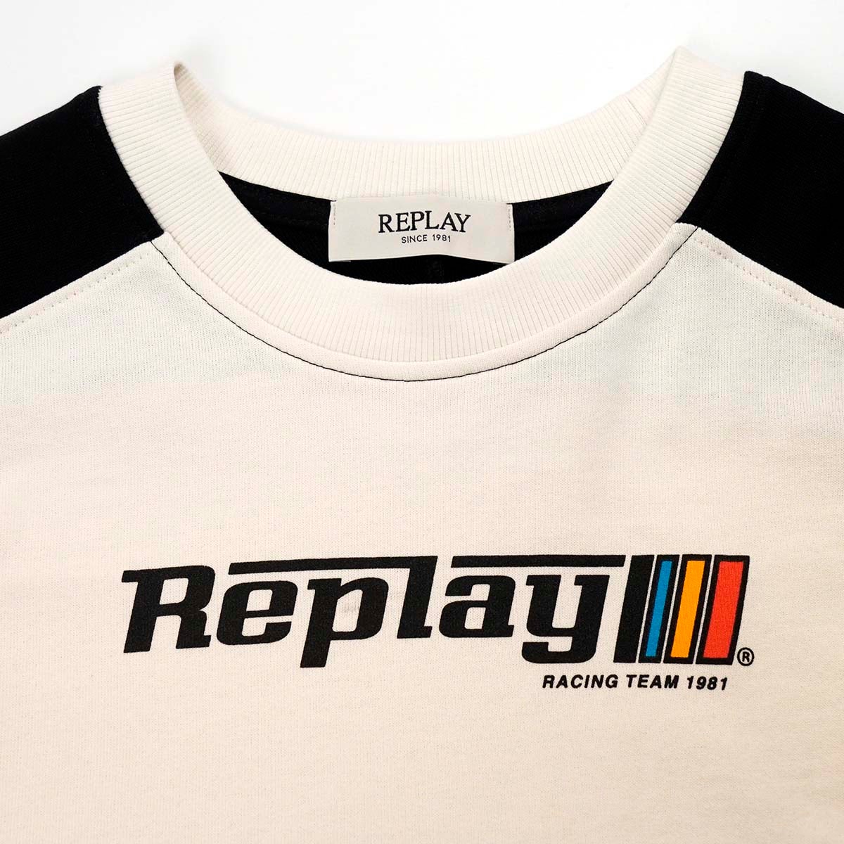 REPLAY｜リプレイ＆サンズ ボーイズ スウェットシャツ｜トップス｜ホワイト×ブラック