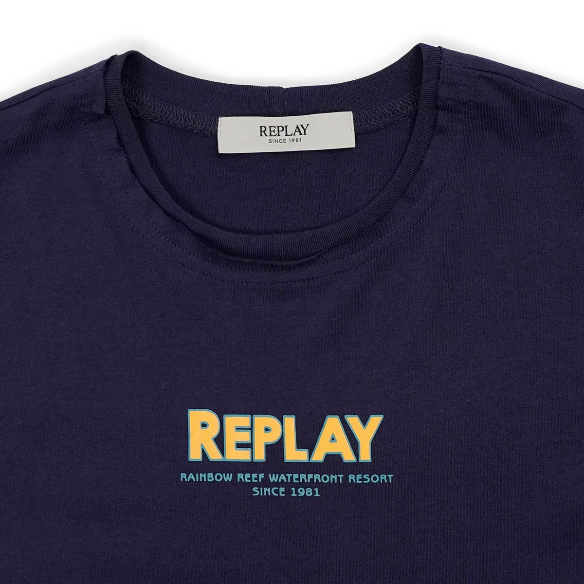 REPLAY｜リプレイ＆サンズ ボーイズ フロントプリント インディゴ Tシャツ｜トップス｜インディゴ