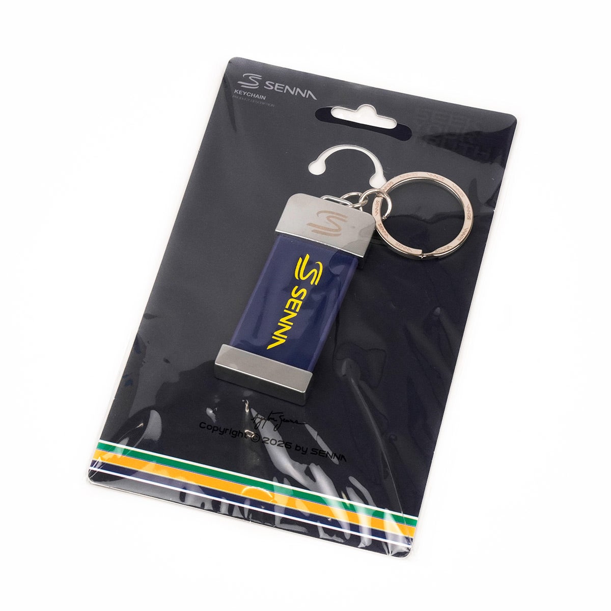 Ayrton Senna｜アイルトン・セナ レザー シグネチャー キーチェーン｜キーホルダー｜ネイビー