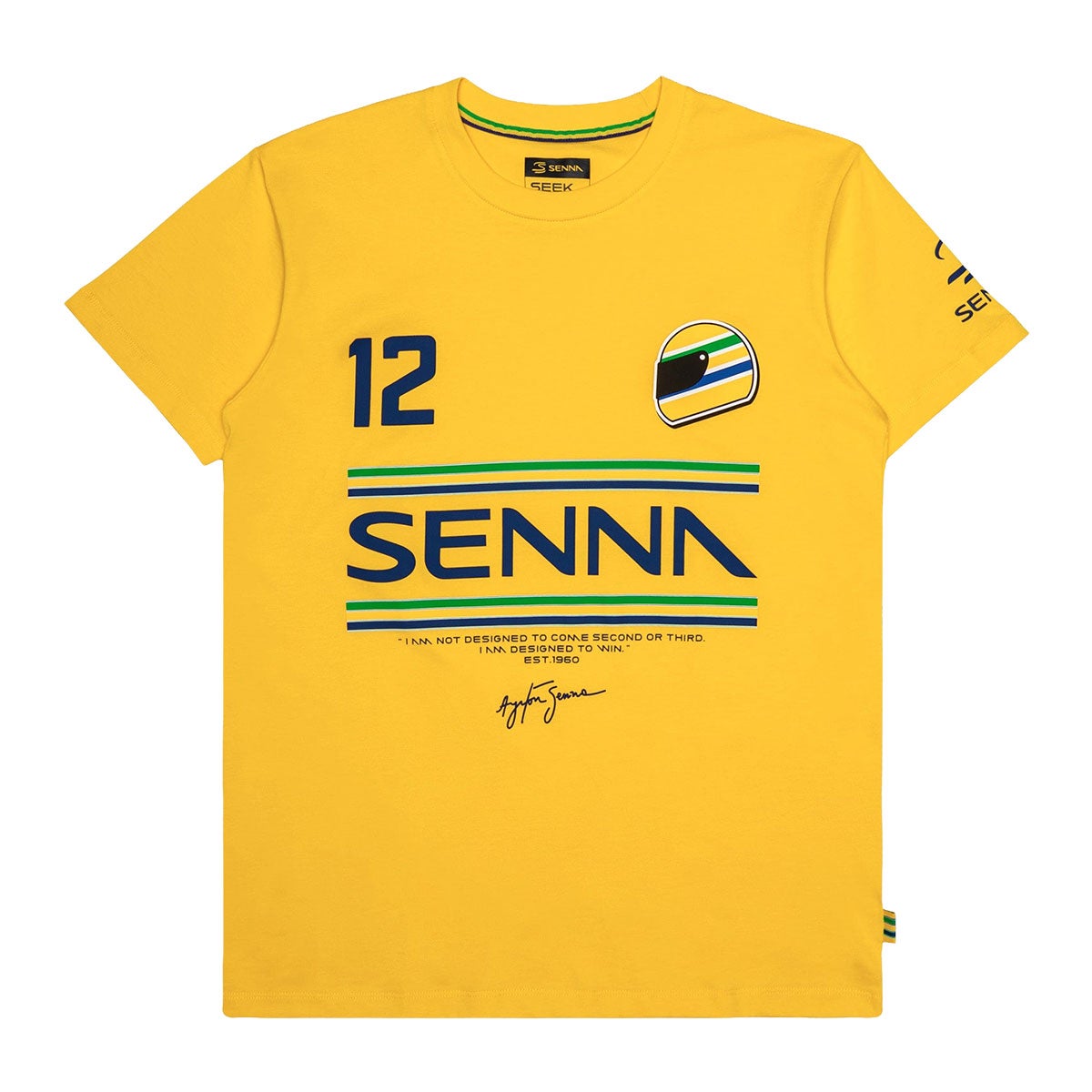 Ayrton Senna｜ アイルトン・セナ 12 ストライプ Tシャツ｜ウェア｜イエロー