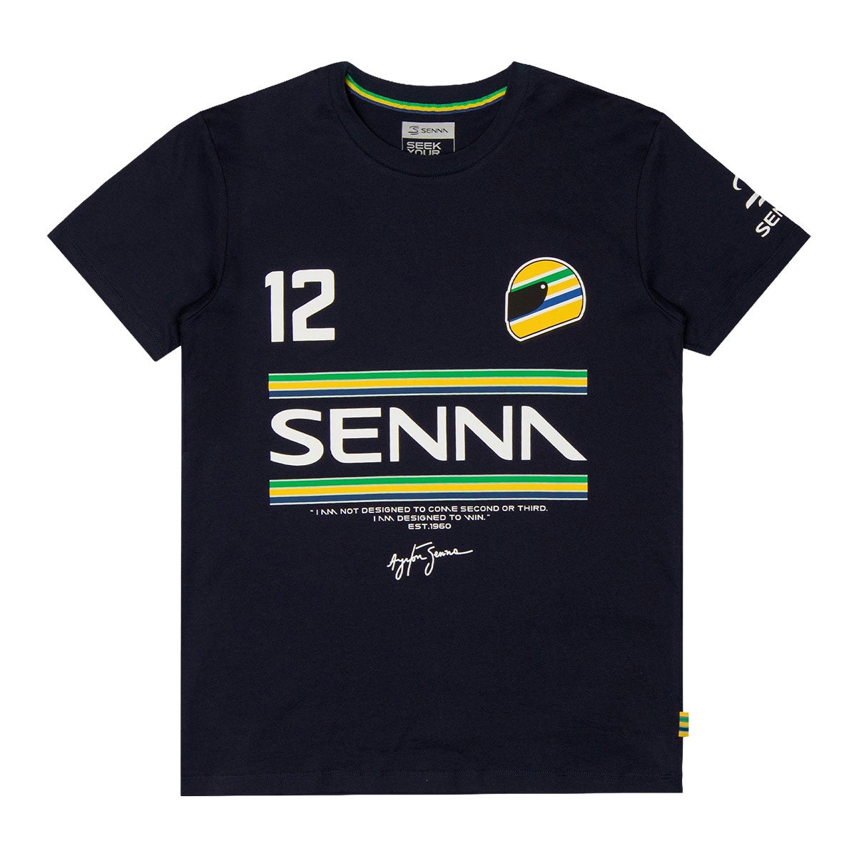Ayrton Senna｜ アイルトン・セナ 12 ストライプ Tシャツ｜ウェア｜ネイビー
