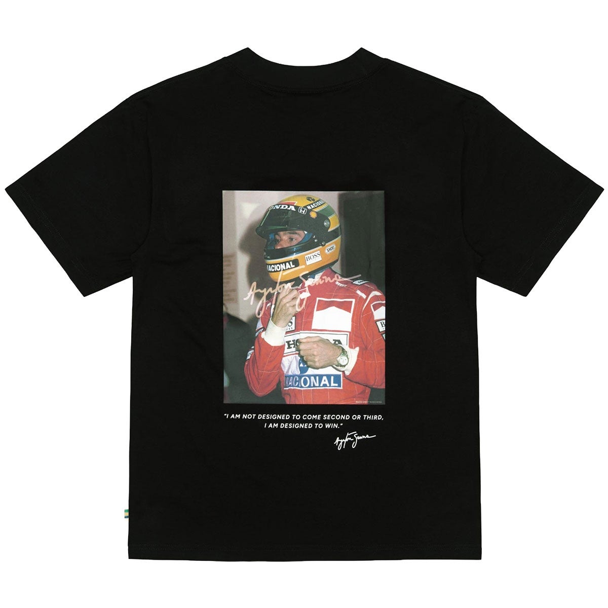 Ayrton Senna｜アイルトン・セナ タグ・ホイヤー オーバーサイズ デザインド トゥ ウィン Tシャツ｜ウェア｜ブラック