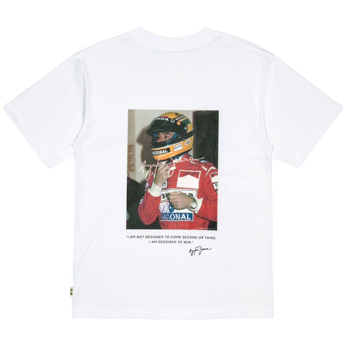 Ayrton Senna｜アイルトン・セナ タグ・ホイヤー オーバーサイズ デザインド トゥ ウィン Tシャツ｜ウェア｜ホワイト