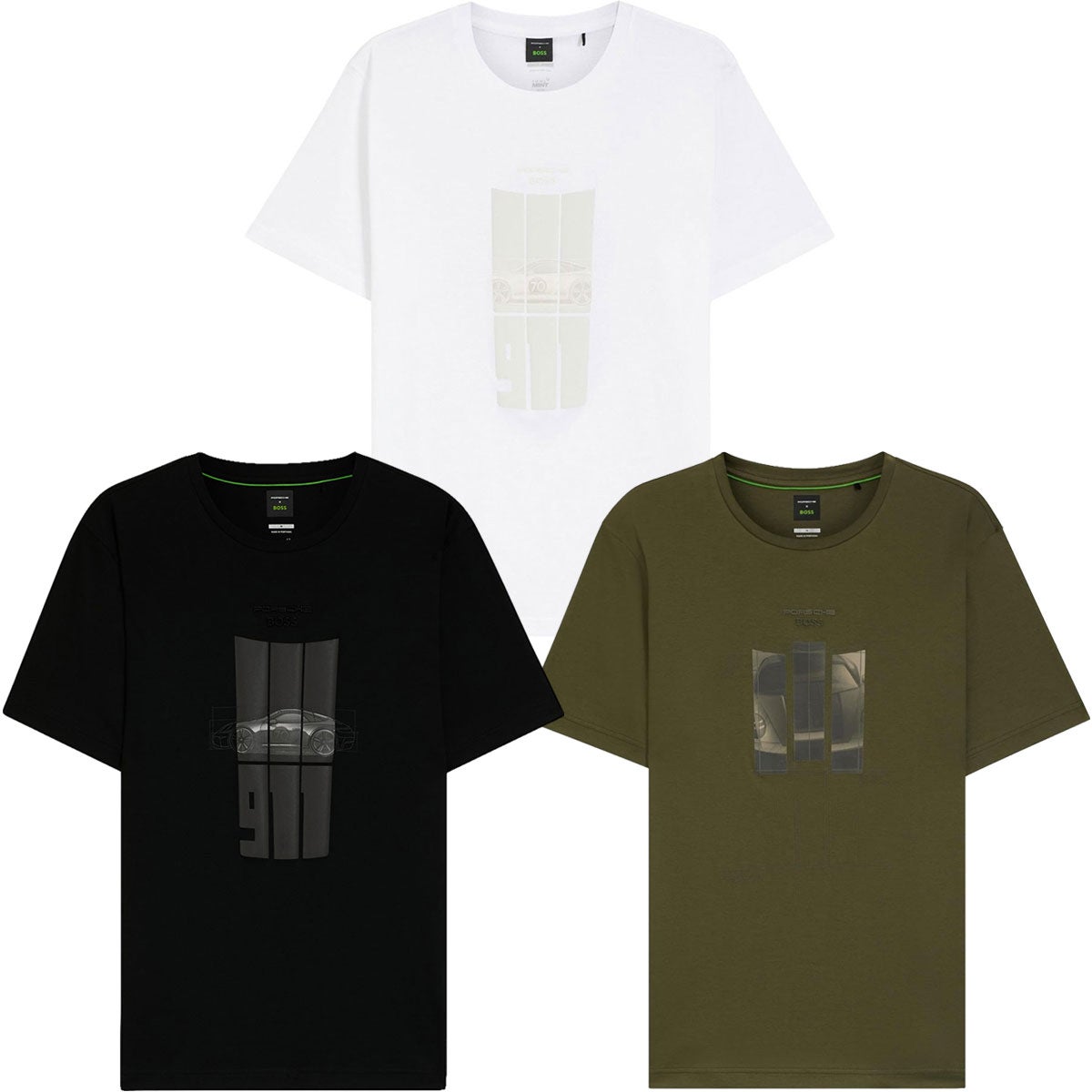 Porsche x BOSS シルケットコットン Tシャツ リフレクターグラフィック