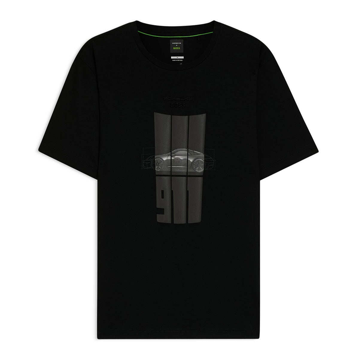 HUGO BOSS｜Porsche x BOSS シルケットコットン Tシャツ リフレクターグラフィック｜ウェア｜ブラック
