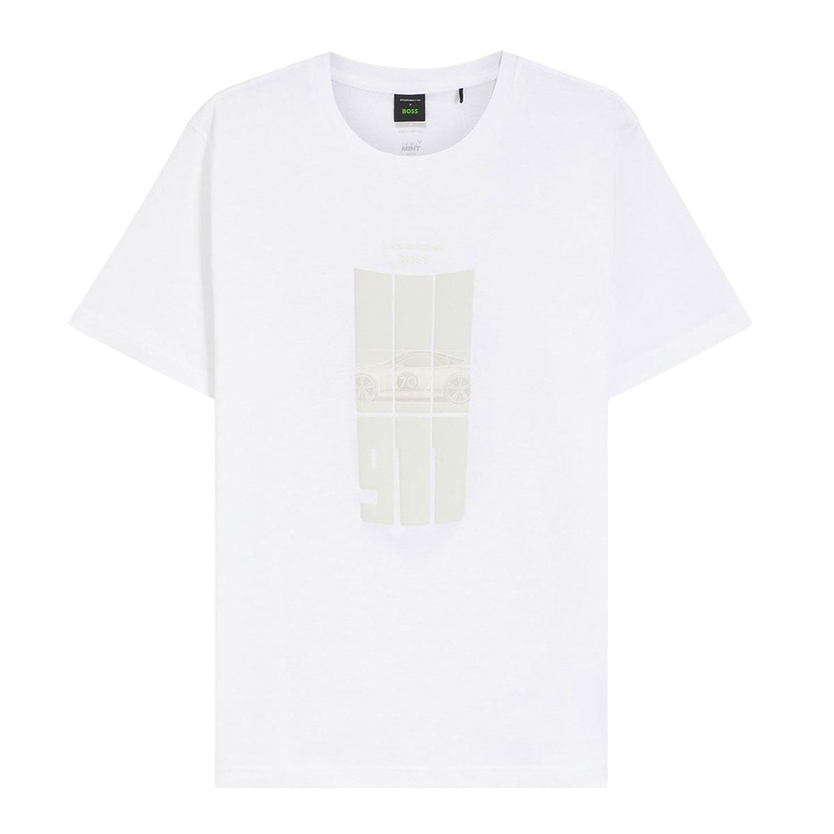 HUGO BOSS｜Porsche x BOSS シルケットコットン Tシャツ リフレクターグラフィック｜ウェア｜ホワイト
