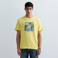 REPLAY｜モーターバイク プリント ジャージー Tシャツ｜トップス｜レモンイエロー