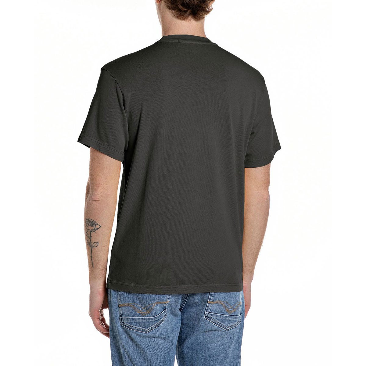 REPLAY｜モーターバイク プリント ジャージー Tシャツ｜トップス｜ブラックボード｜モデル着用