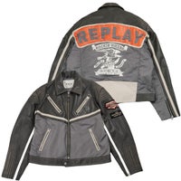 REPLAY｜ボーイフレンドフィット ウィメンズ レザーモーターサイクルジャケット｜アウター