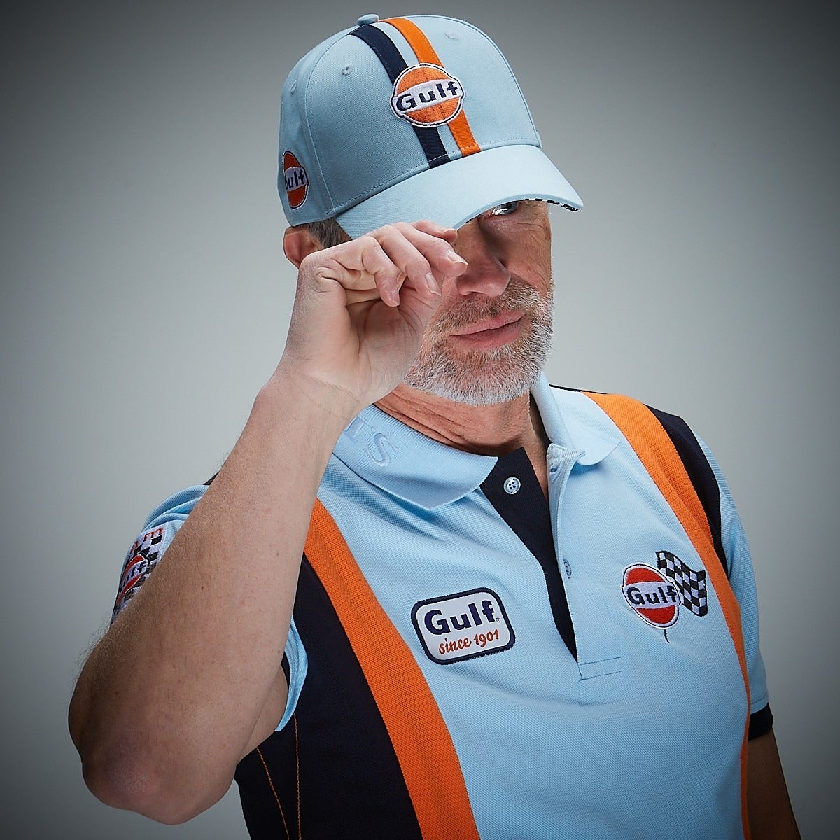 GULF｜ビヨンド リミッツ キャップ｜帽子｜ライトブルー｜モデル着用