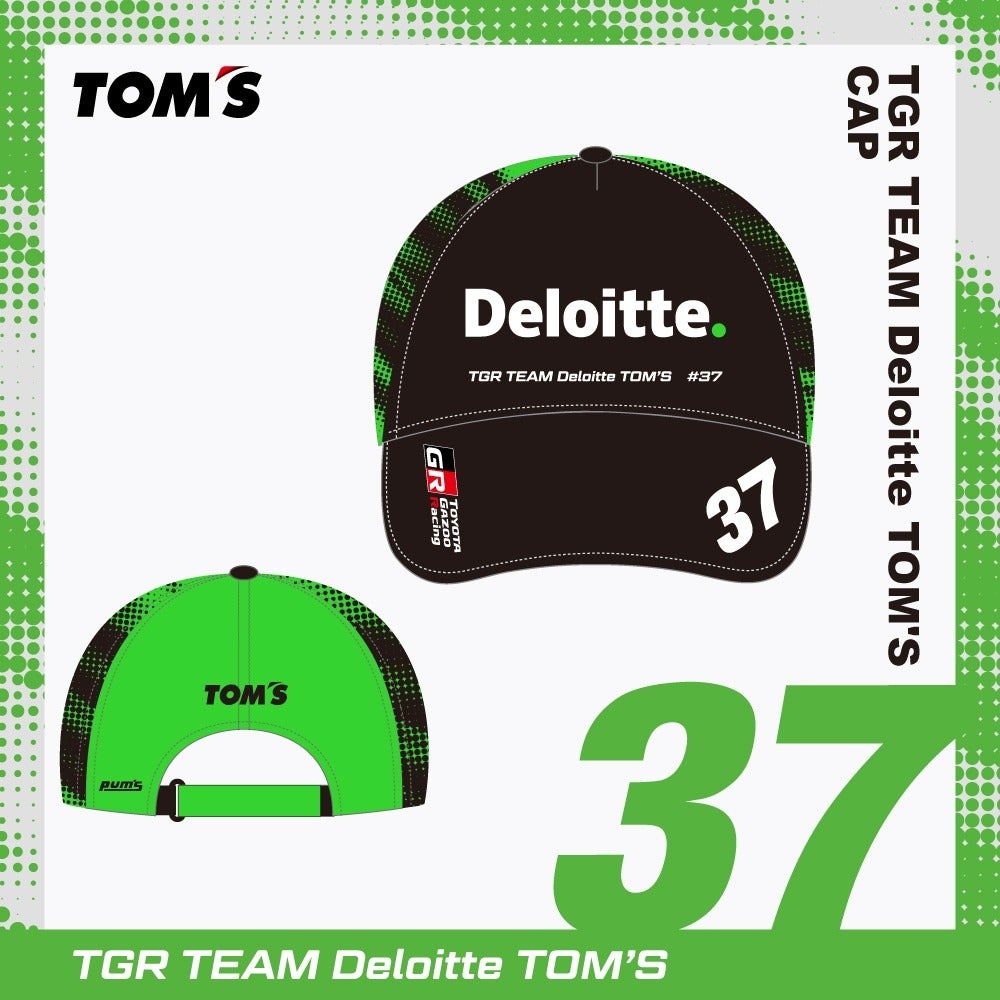 TOM'S｜2026 チームキャップ #37｜帽子｜ブラック×グリーン