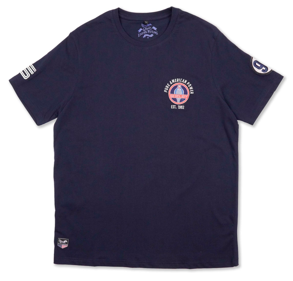 CLASSIC LEGEND MOTORS｜キャロル・シェルビー"427"Tシャツ｜ウェア｜マリンブルー