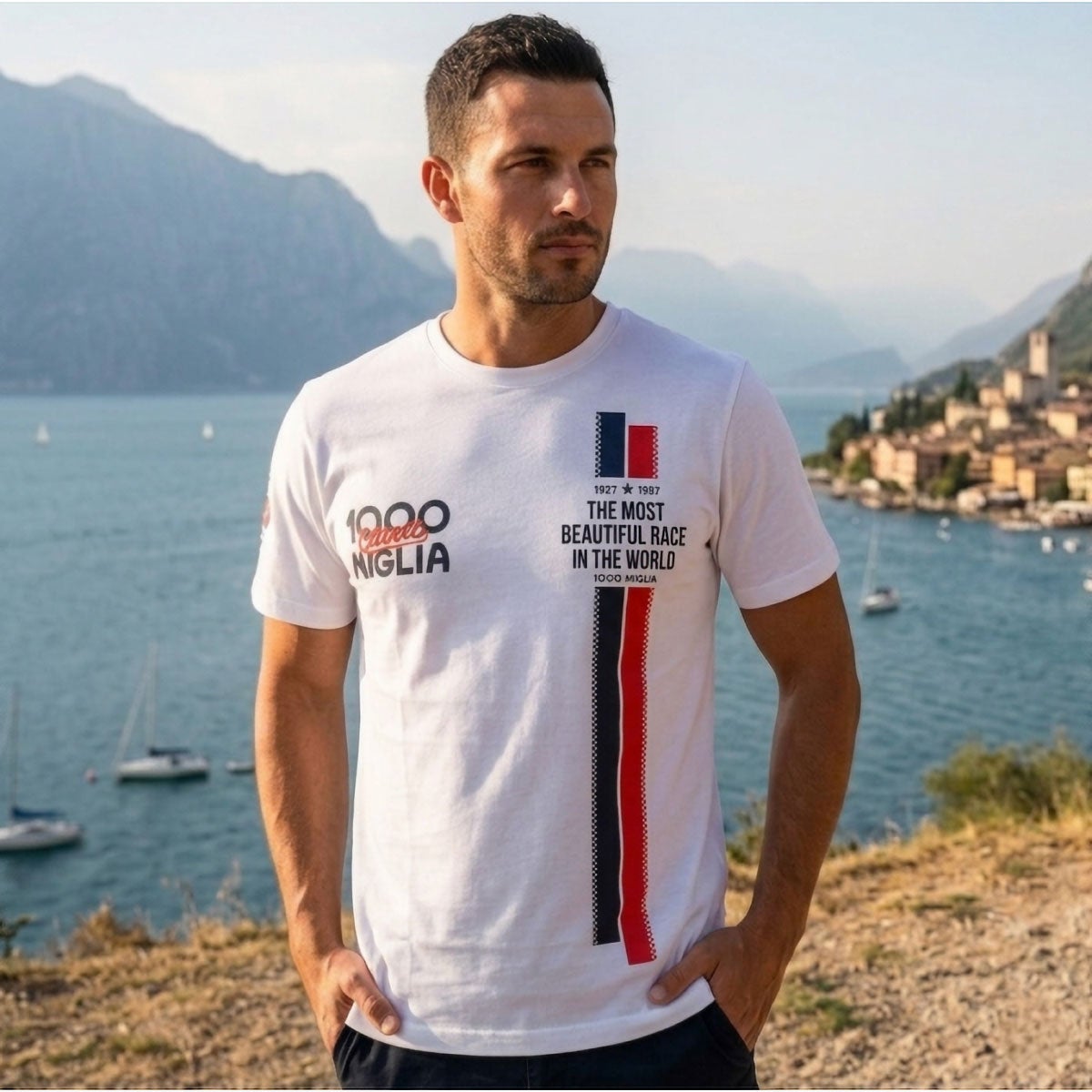 Mille Miglia｜クラシックレジェンド Tシャツ｜ウェア｜ホワイト｜モデル着用