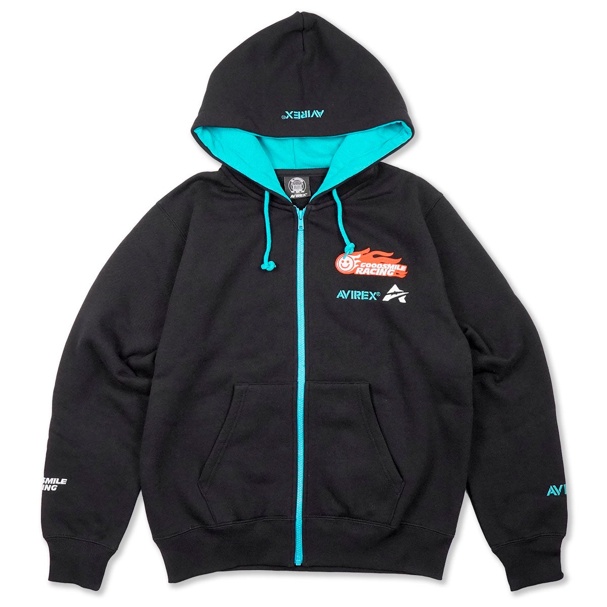 GOODSMILE RACING｜2026 GSR×AVIREX チームウェア SWEAT ZIP HOODIE｜Tフーディ｜ブラック