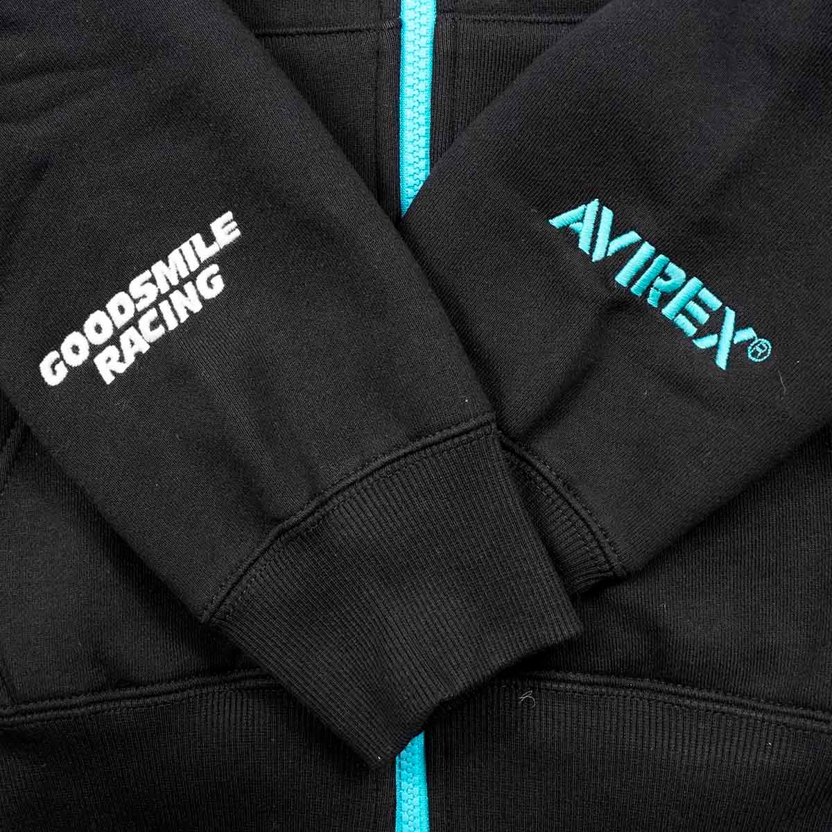 GOODSMILE RACING｜2026 GSR×AVIREX チームウェア SWEAT ZIP HOODIE｜Tフーディ｜ブラック
