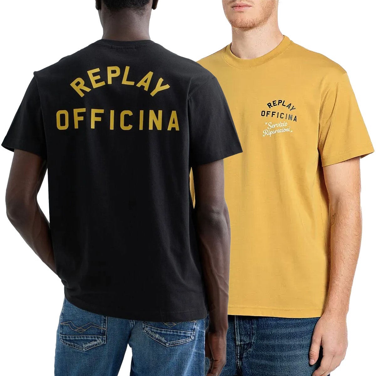 REPLAY｜レギュラーフィット オフィチーナ Tシャツ｜Tシャツ｜マスタード