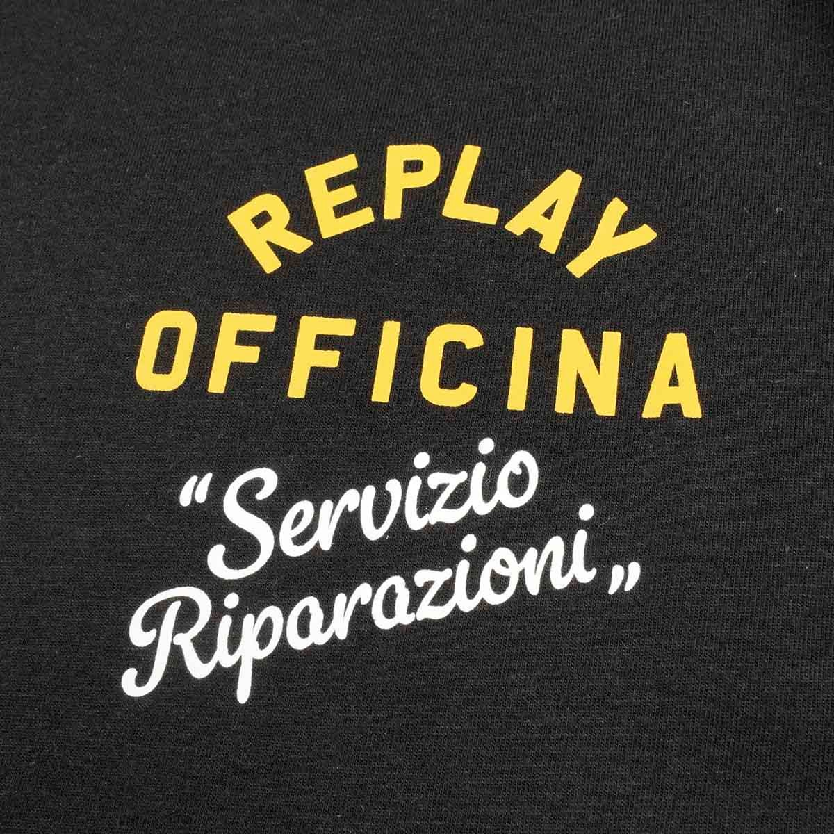 REPLAY｜レギュラーフィット オフィチーナ Tシャツ｜Tシャツ｜ブラック