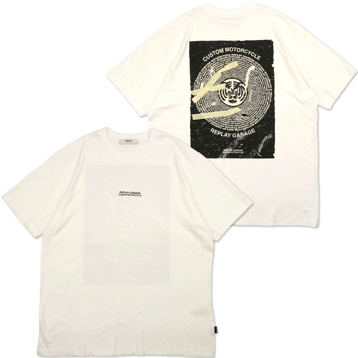 REPLAY｜レギュラーフィット カスタム モーターサイクル バック プリント Tシャツ｜Tシャツ
