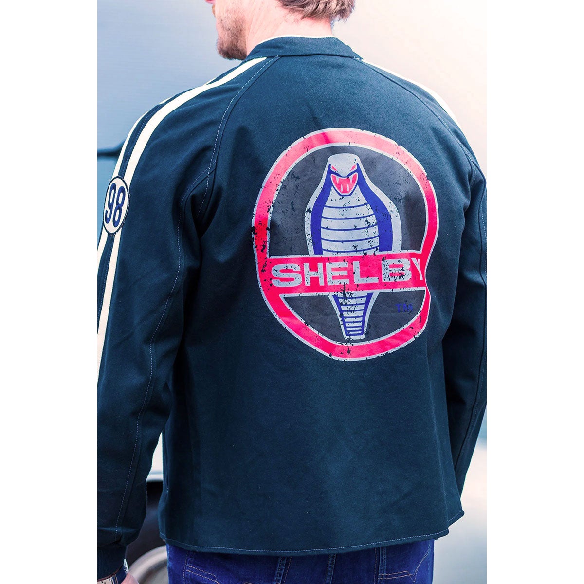 CLASSIC LEGEND MOTORS｜キャロル シェルビー O’SHELL キャンバス ブルゾン｜アウター｜ネイビーブルー｜モデル着用