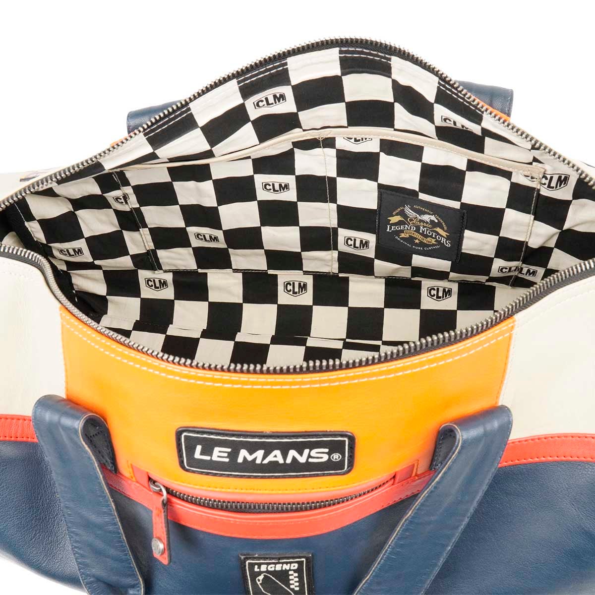 CLASSIC LEGEND MOTORS｜UNIOR レザー ボストンバッグ Young Timer コレクション｜ボストンバッグ｜エクリュ/ネイビー/オレンジ