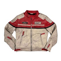 Warson Motors｜フラットトラック レザー ジャケット｜アウター｜ホワイト×レッド