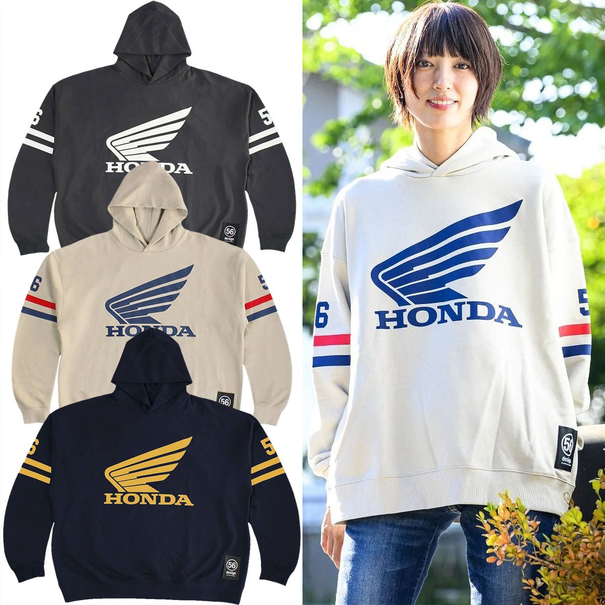 56design｜Honda x 56design ビッグシルエット パーカー｜フーディ