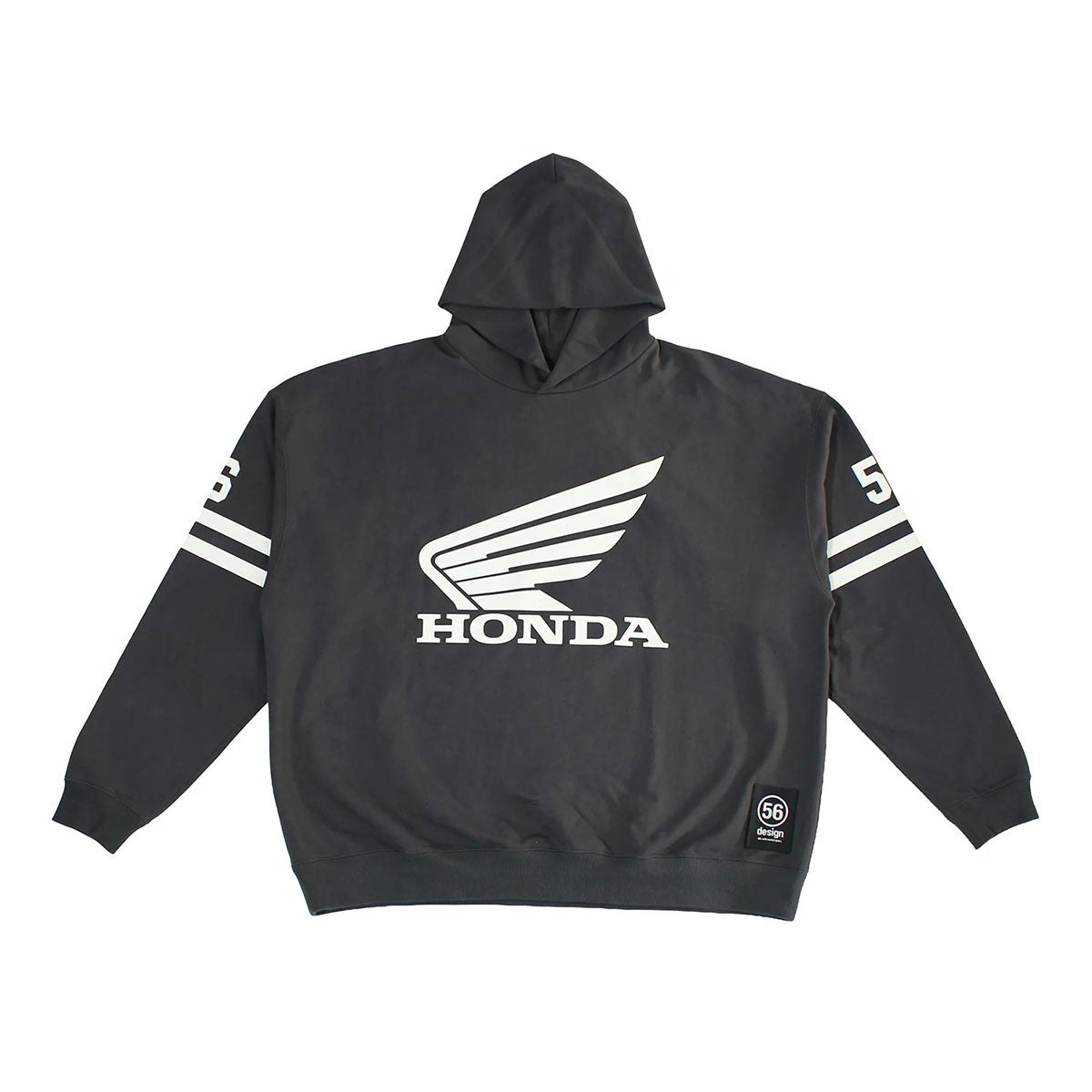 56design｜Honda x 56design ビッグシルエット パーカー｜フーディ｜アッシュブラック×ホワイト｜モデル着用