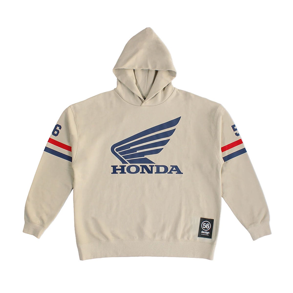 56design｜Honda x 56design ビッグシルエット パーカー｜フーディ｜ライトグレー×ネイビー×レッド