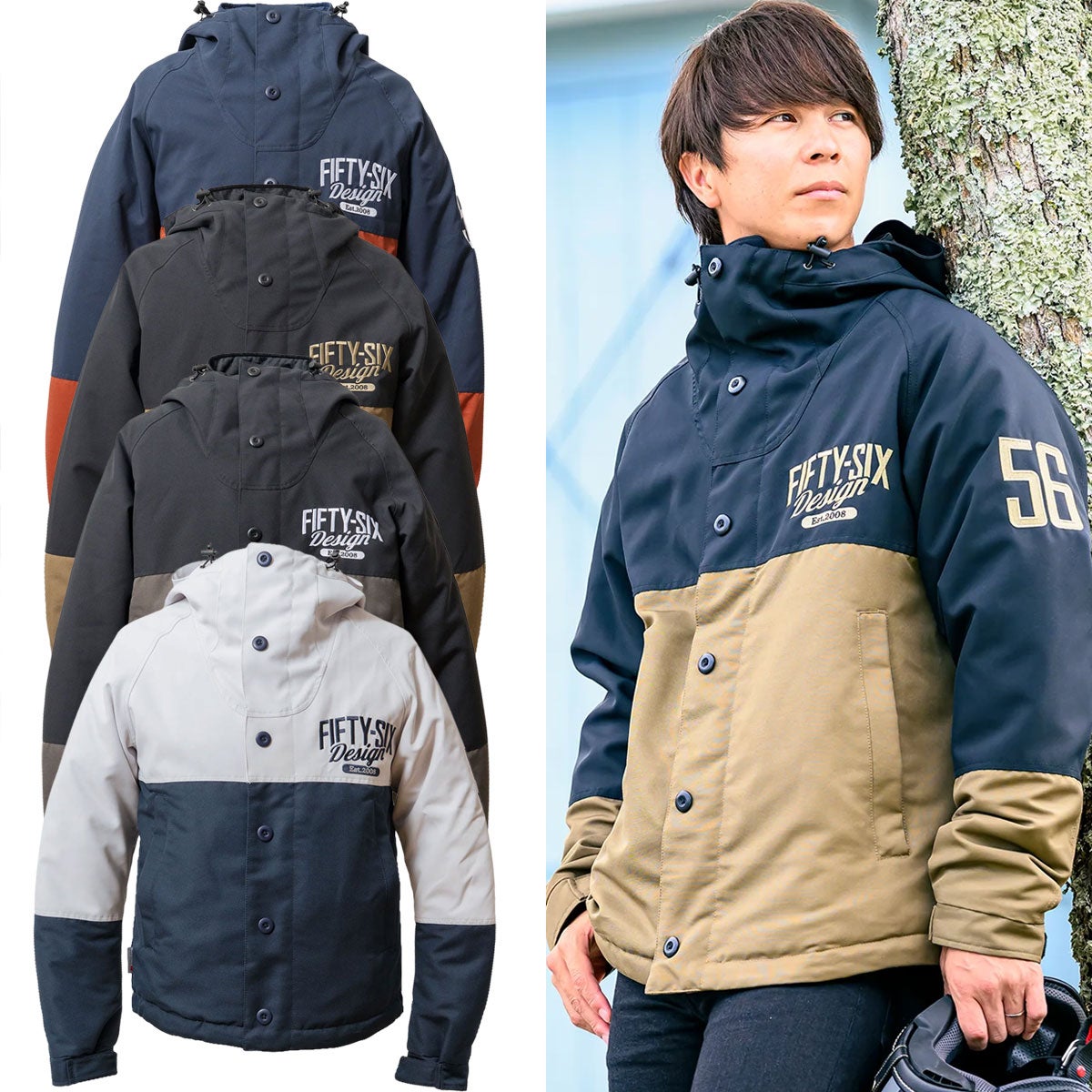 56design｜バイカラー ウォーム ジャケット｜アウター