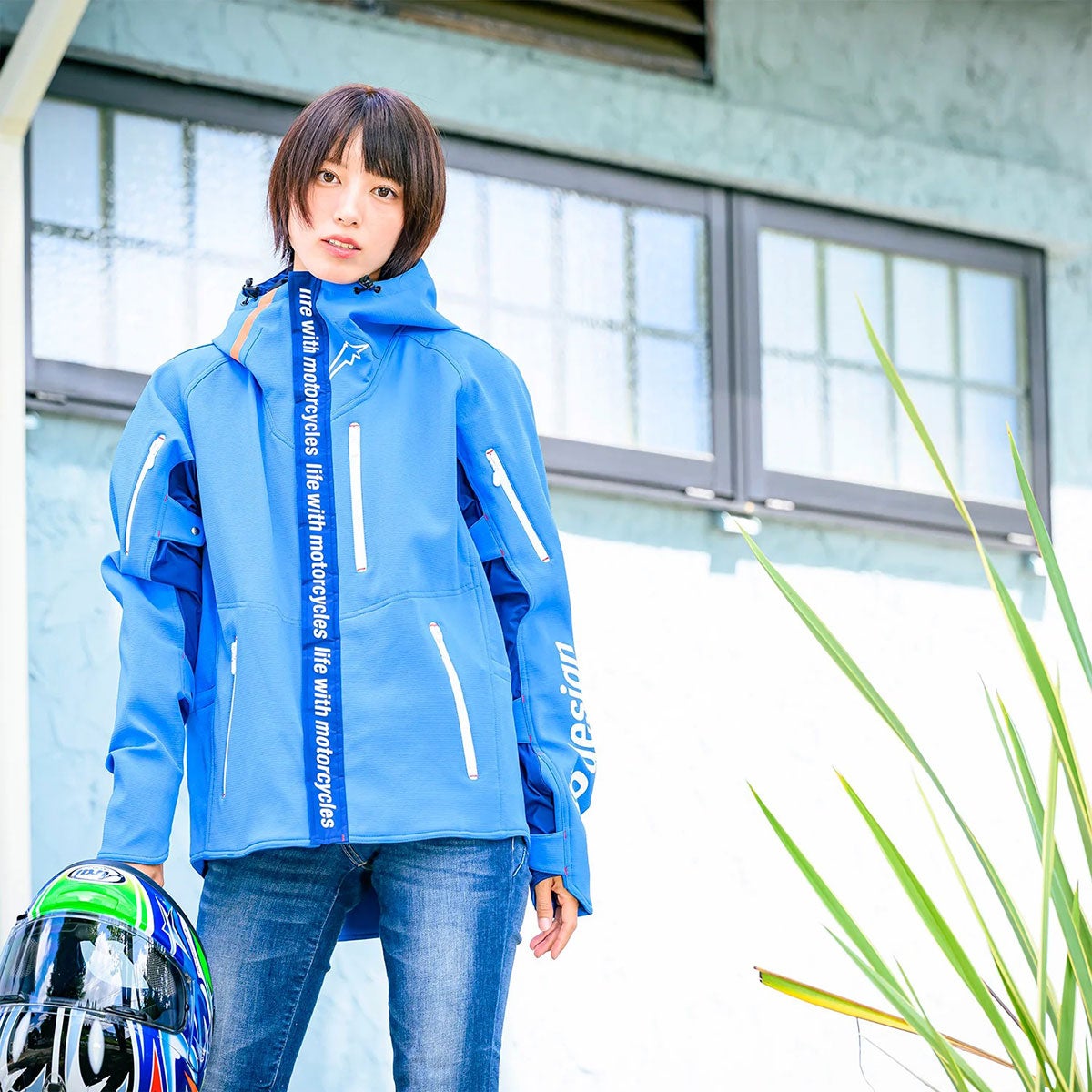 56design｜ウィンター アクシス ジャケット｜アウター｜コバルトブルー｜モデル着用