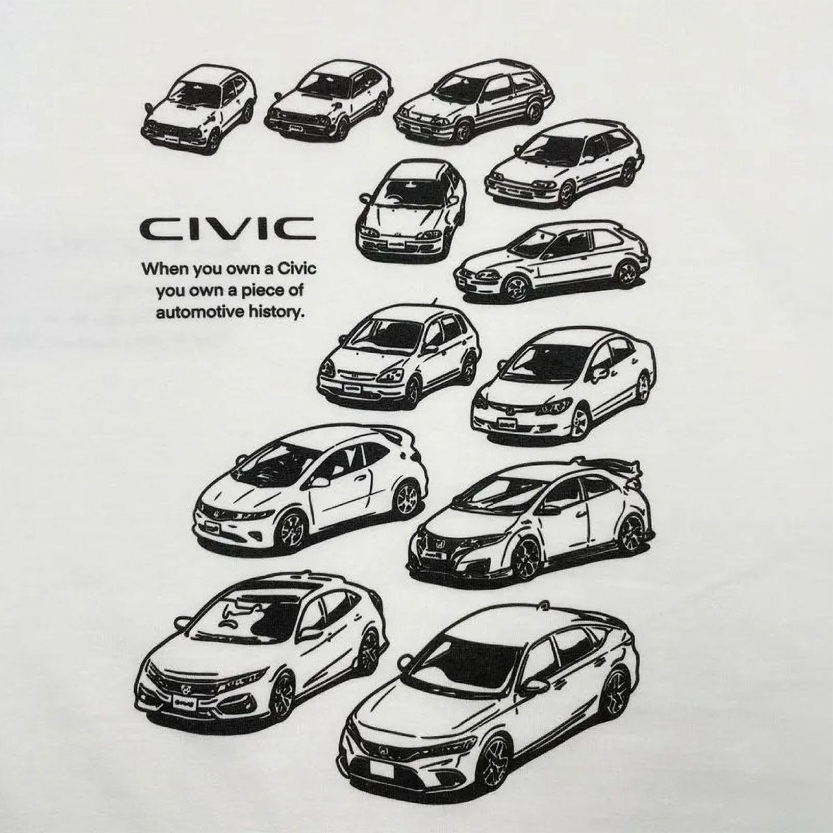 ONWORKS｜ホンダ シビック HONDA CIVIC HISTORY Tシャツ｜ウェア｜オフホワイト
