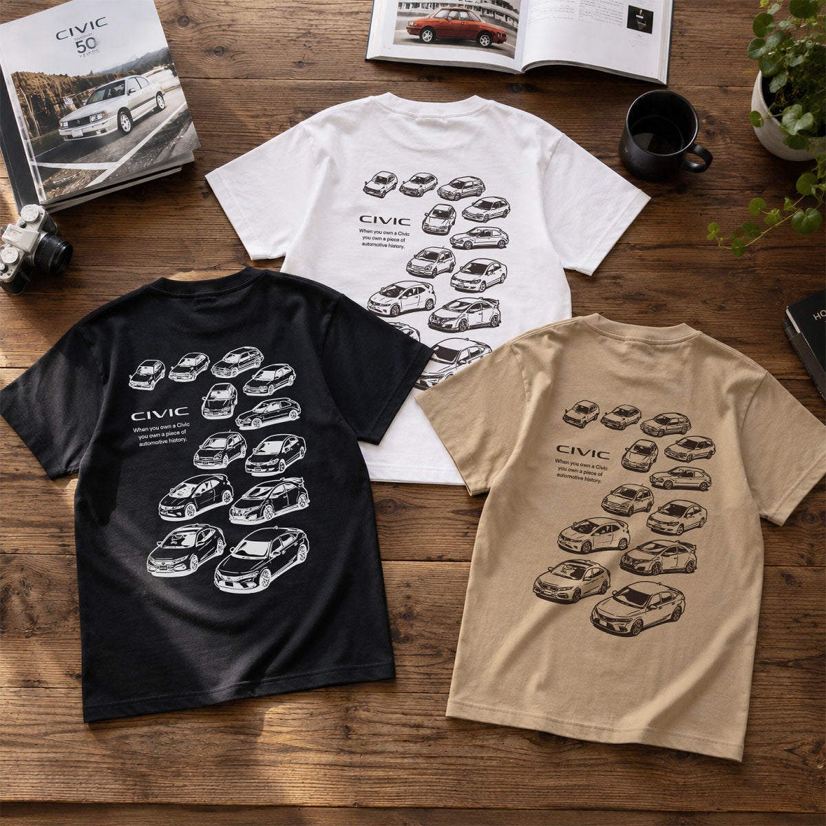 ONWORKS｜ホンダ シビック HONDA CIVIC HISTORY Tシャツ｜ウェア