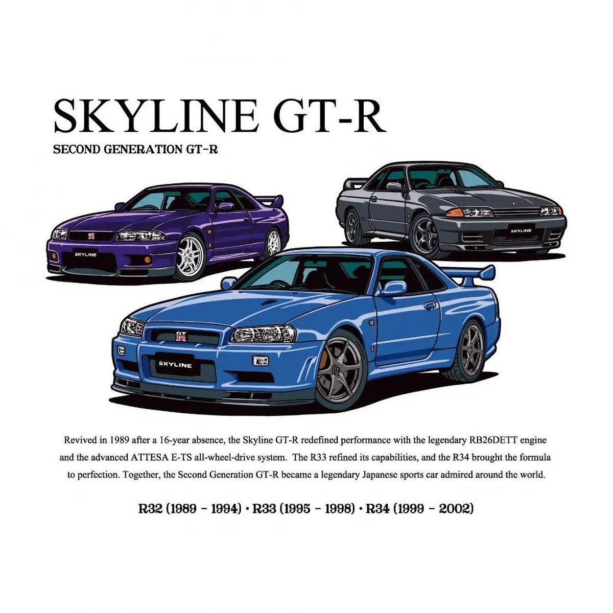 ONWORKS｜日産 NISSAN 2nd Gen GT-R Tシャツ｜ウェア｜ホワイト
