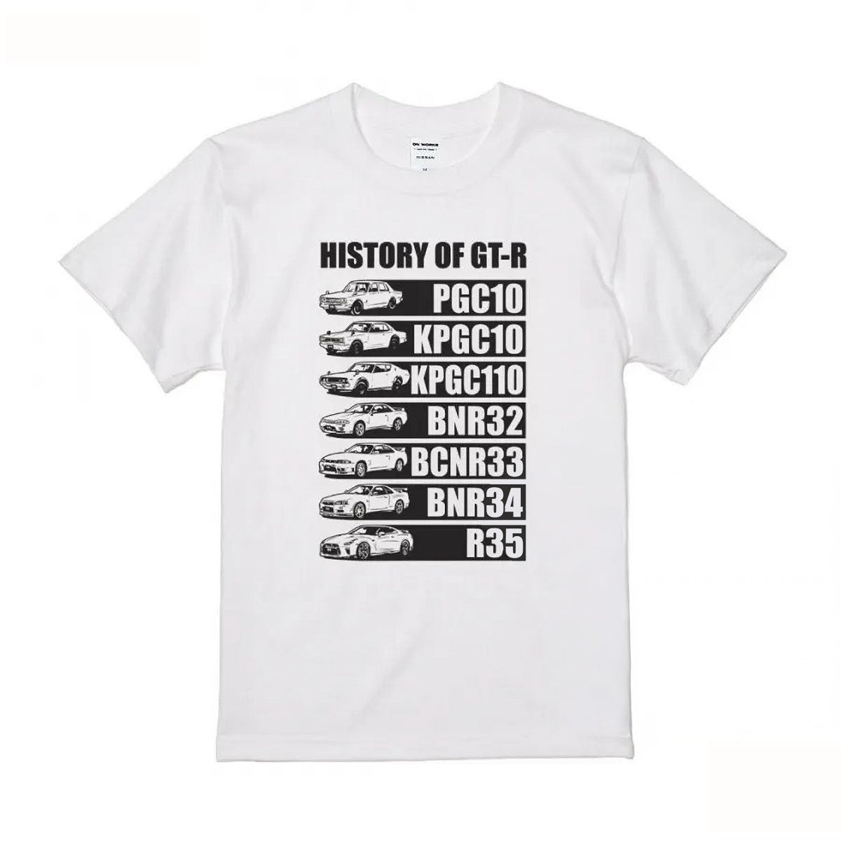 ONWORKS｜日産 NISSAN HISTORY OF GT-R Tシャツ｜ウェア｜ホワイト