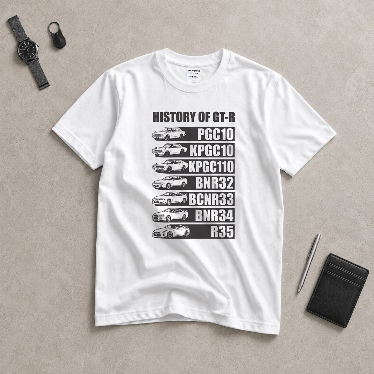 ONWORKS｜日産 NISSAN HISTORY OF GT-R Tシャツ｜ウェア｜ホワイト