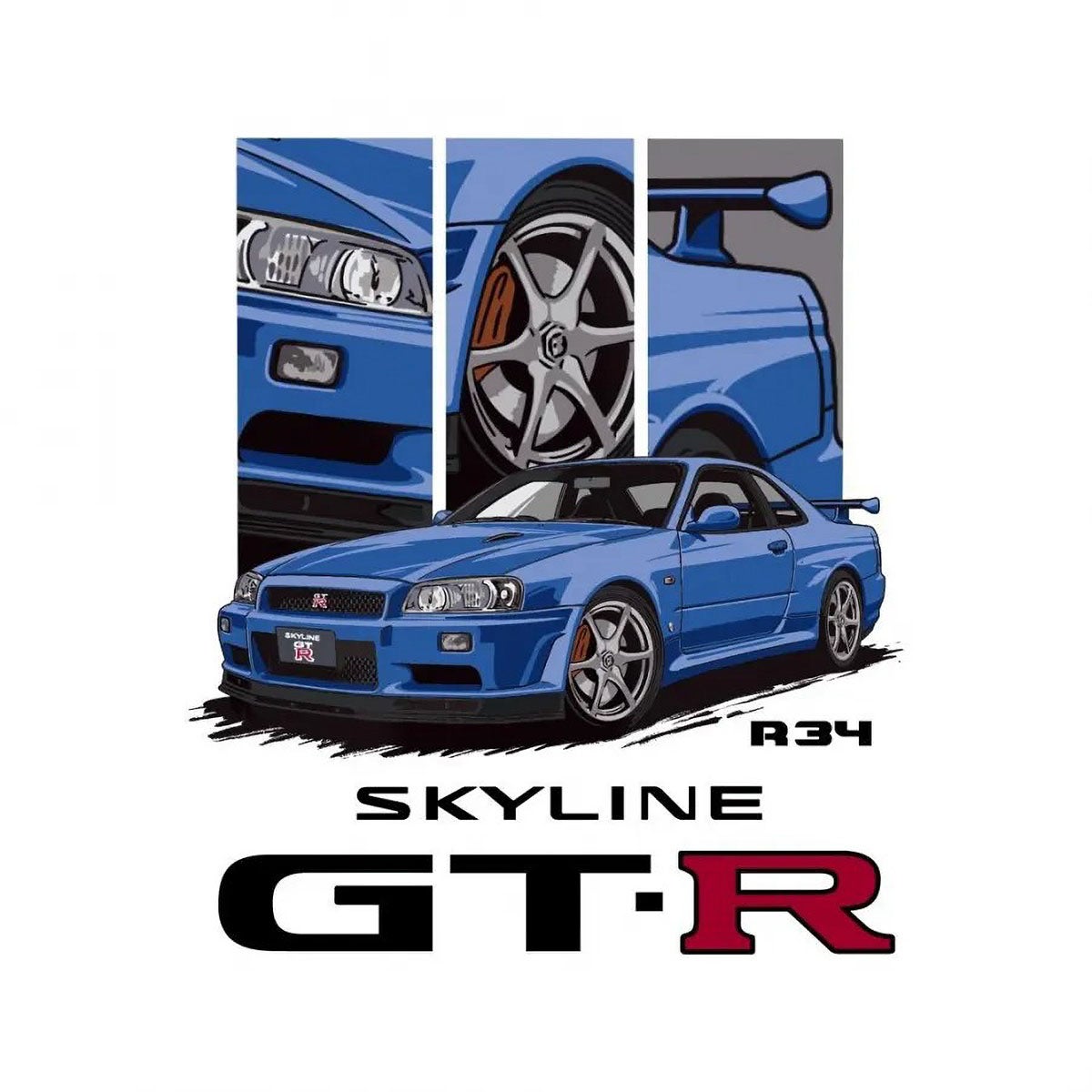 ONWORKS｜日産 NISSAN SKYLINE GT-R (R34) Tシャツ｜ウェア｜ホワイト