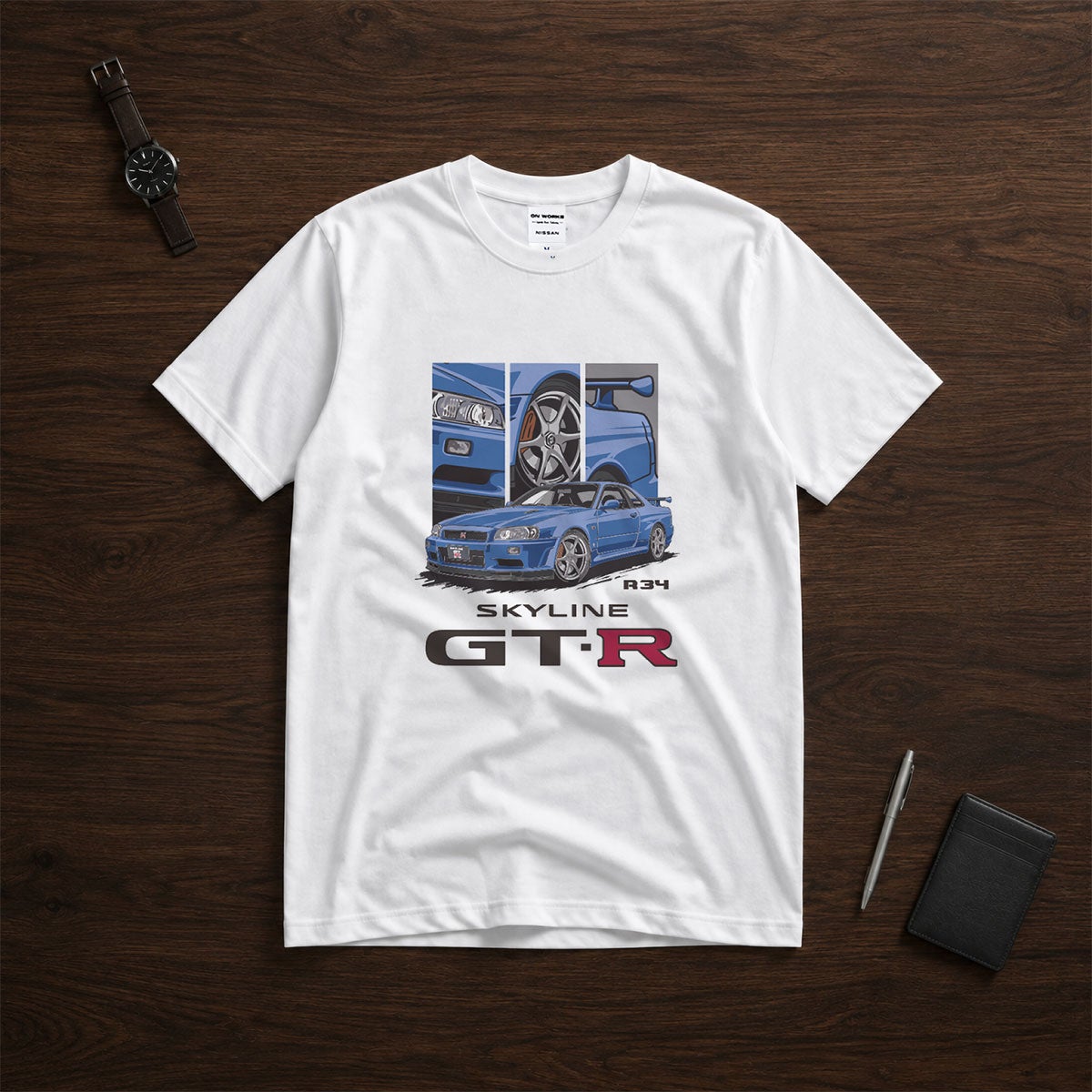 ONWORKS｜日産 NISSAN SKYLINE GT-R (R34) Tシャツ｜ウェア｜ホワイト