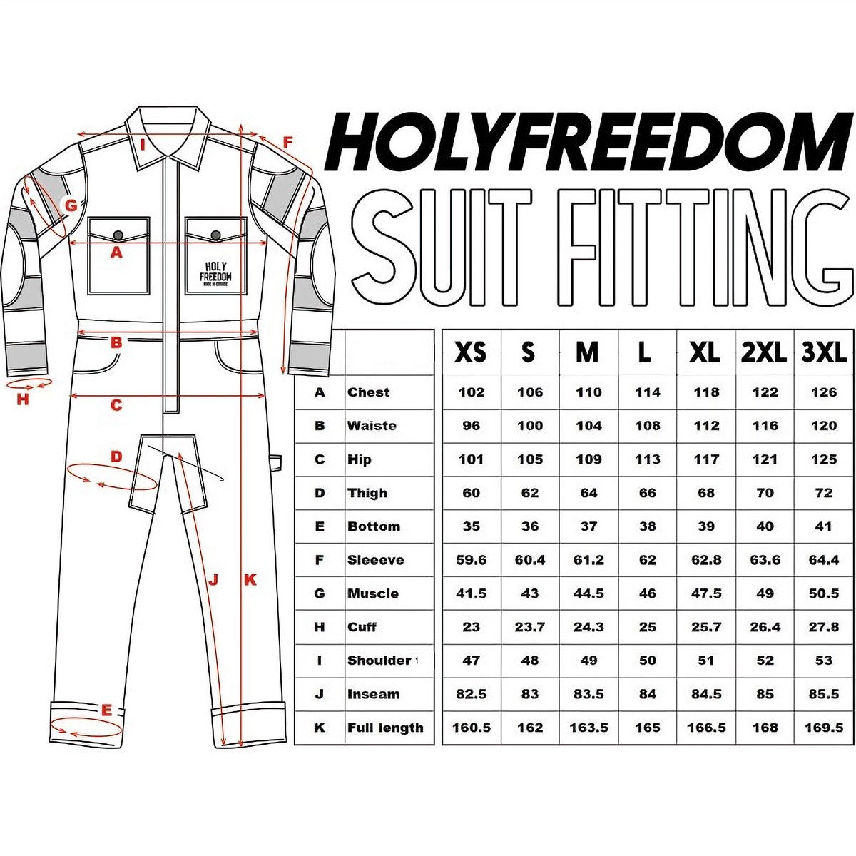 HolyFreedom｜トゥットネロ｜オーバーオール｜サイズチャート