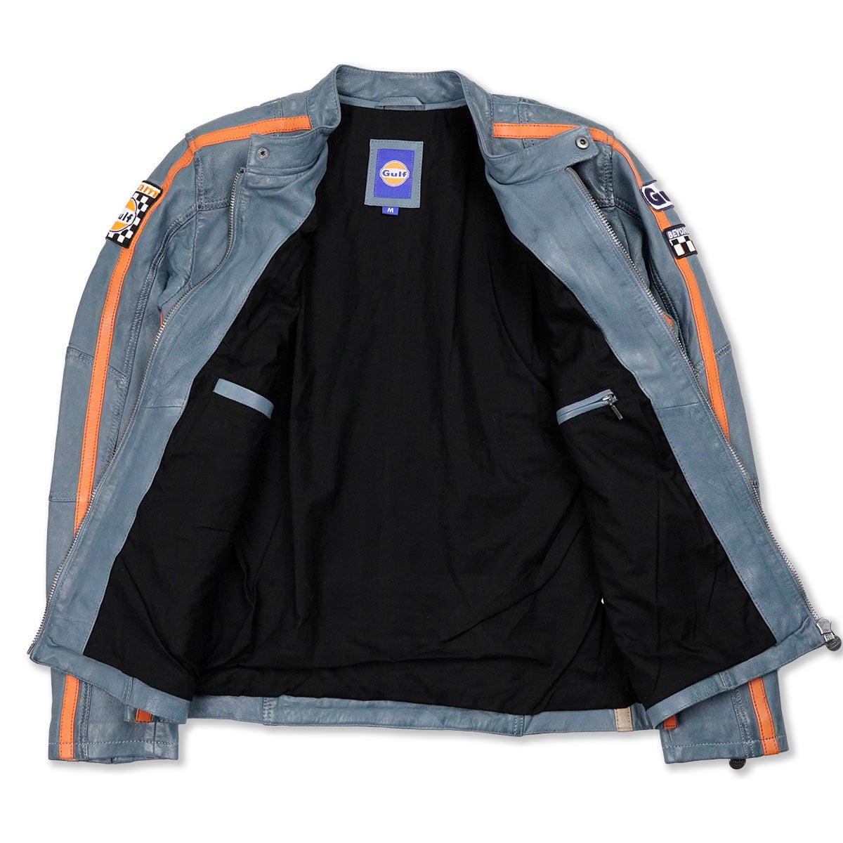 GULF｜チーム ガルフ レーシング ジャケット｜アウター｜アイスブルー｜モデル着用