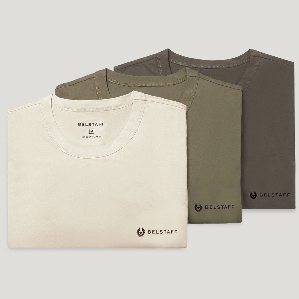 BELSTAFF｜3パック Tシャツ｜トップス｜オリーブ/カーキ/ストーン