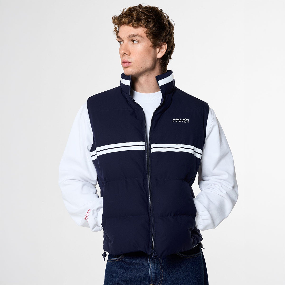 Pepe Jeans｜パデッド ハイネック ジレ｜ベスト｜ネイビー｜モデル着用