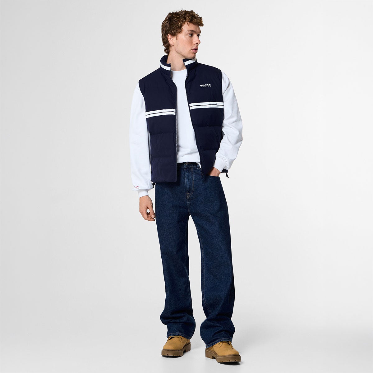 Pepe Jeans｜パデッド ハイネック ジレ｜ベスト｜ネイビー｜モデル着用