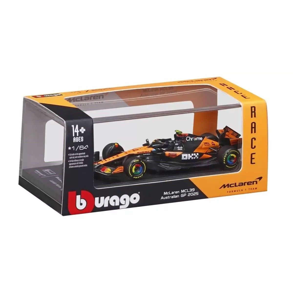 Bburago｜1/64 マクラーレン F1チーム MCL39 2025 オーストラリアGP No,4 L.ノリス クリアケース/ドライバー無｜模型